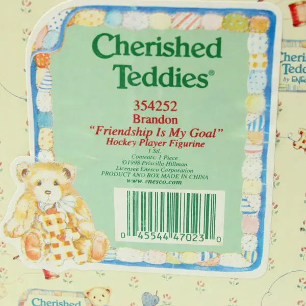 Cherished Teddies Enesco Brandon Hockey Figurine Friendship Is My Goal 354252