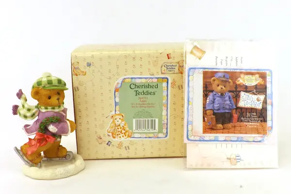Cherished Teddies Enesco 1997 Adam Holiday On Ice Skating Figurine #269751