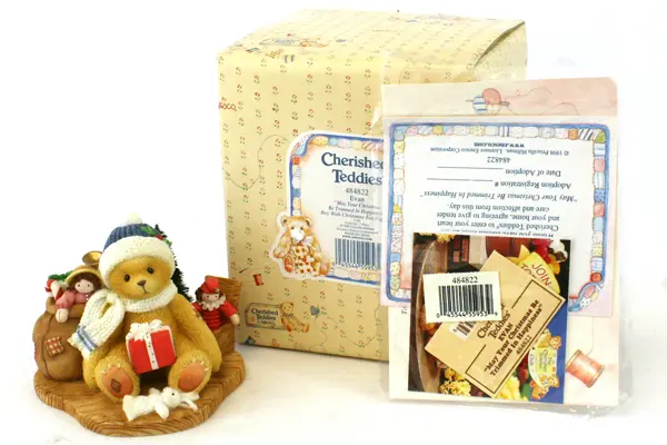 1998 Enesco Cherished Teddies Evan 484822 Christmas Boy Bear Figurine