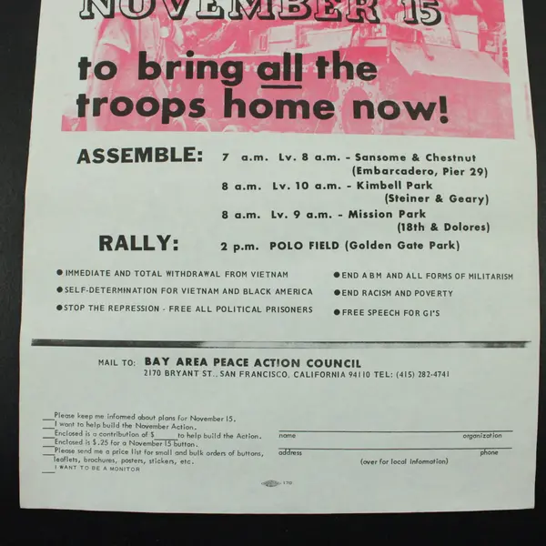1969 Vietnam War Protest March Flyer San Francisco Nov 15
