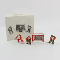 1991 Department 56 Snow Village Cold Weather Sports Hockey Set #54100 