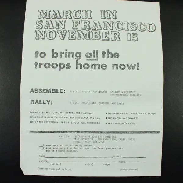 1969 San Francisco Anti-Vietnam War Protest March Poster November 15