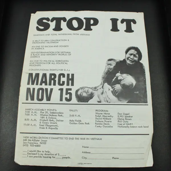 1969 Anti-Vietnam War Stop It March Nov 15 San Francisco Flyer
