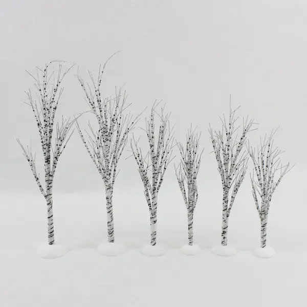 Dept 56 Village Winter Birch Trees Set of 6 #52636 Original Box