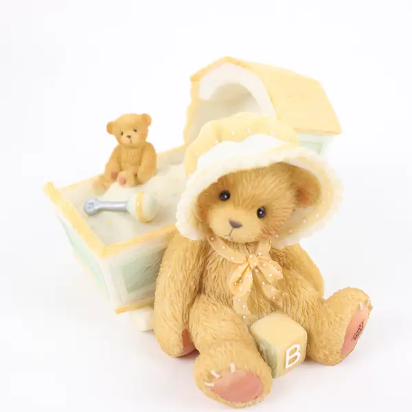 Enesco Cherished Teddies Awaiting The Arrival 743801 Baby Cradle Figurine