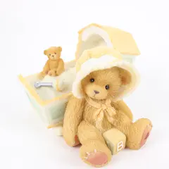 Enesco Cherished Teddies Awaiting The Arrival 743801 Baby Cradle Figurine