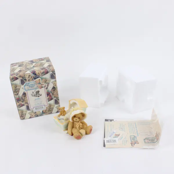Enesco Cherished Teddies Awaiting The Arrival 743801 Baby Cradle Figurine