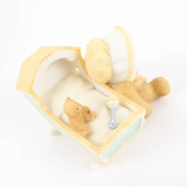 Enesco Cherished Teddies Awaiting The Arrival 743801 Baby Cradle Figurine