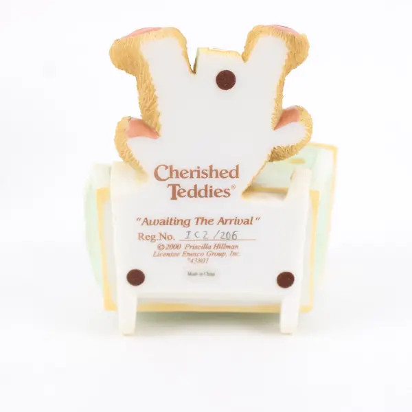 Enesco Cherished Teddies Awaiting The Arrival 743801 Baby Cradle Figurine