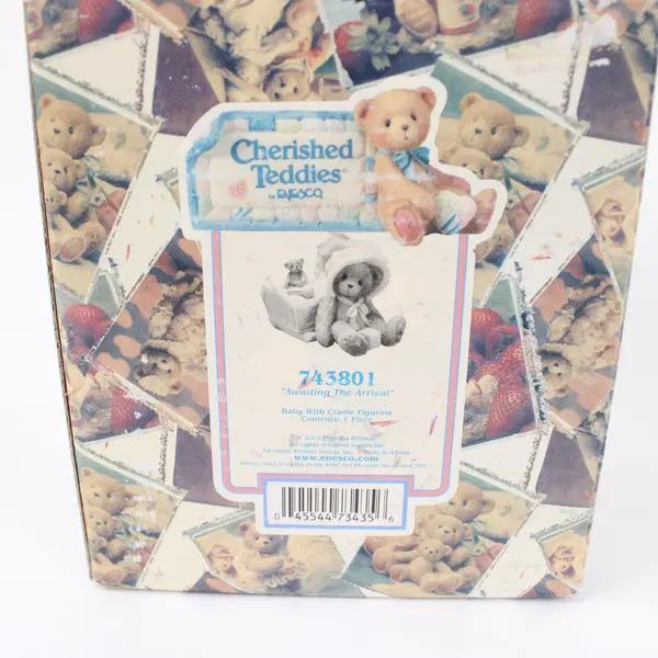Enesco Cherished Teddies Awaiting The Arrival 743801 Baby Cradle Figurine