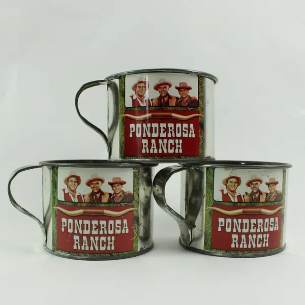 Bonanza Ponderosa Ranch Vintage Tin Cups Set of 3 Nevada