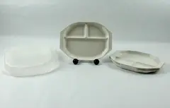 Anchor Hocking PL-1095-HH Plastic Divided Plates Set of 4 with Lids