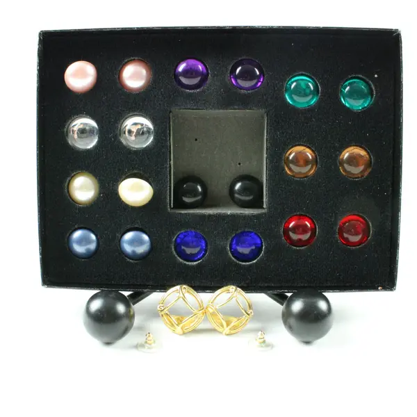 Joan Rivers Classics Collection Interchangeable Earrings 10 Color Gold Tone Set