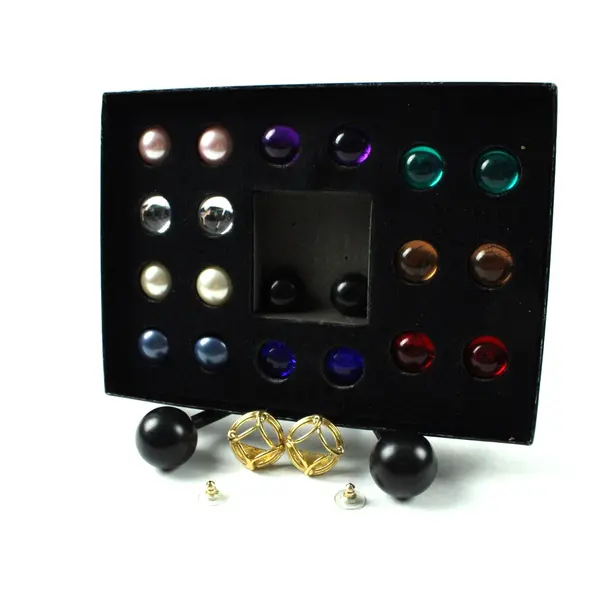 Joan Rivers Classics Collection Interchangeable Earrings 10 Color Gold Tone Set