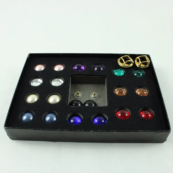 Joan Rivers Classics Collection Interchangeable Earrings 10 Color Gold Tone Set