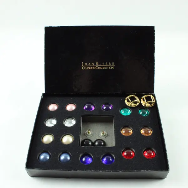 Joan Rivers Classics Collection Interchangeable Earrings 10 Color Gold Tone Set