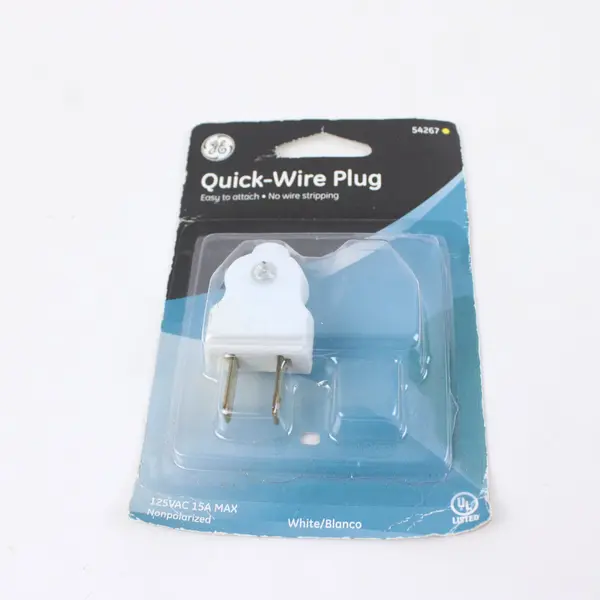 GE Quick-Wire Plug Model 54267 White 125VAC 15A Nonpolarized New Open Box