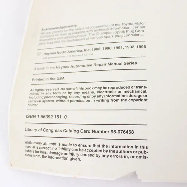 Haynes Toyota Pick-Ups & 4-Runner Repair Manual 1979-1995 Gas Engine