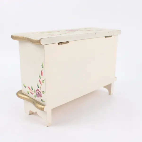 Hand Painted Floral Design Dresser Style Jewelry Box with Mirror