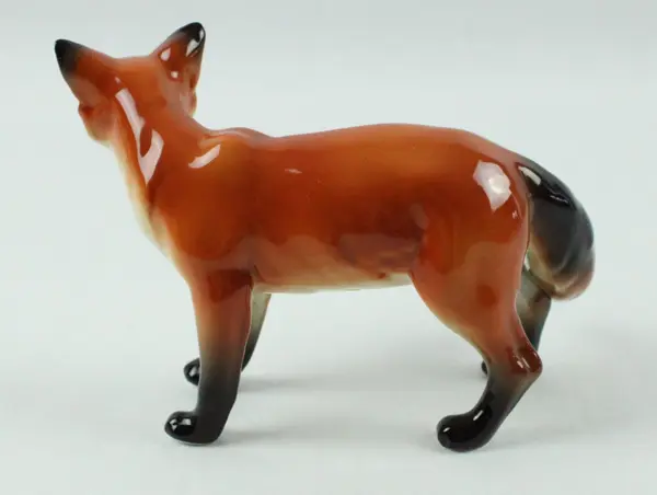 Vintage Porcelain Fox Figurine Standing Hand-Painted Brown Orange 7.5 Inch