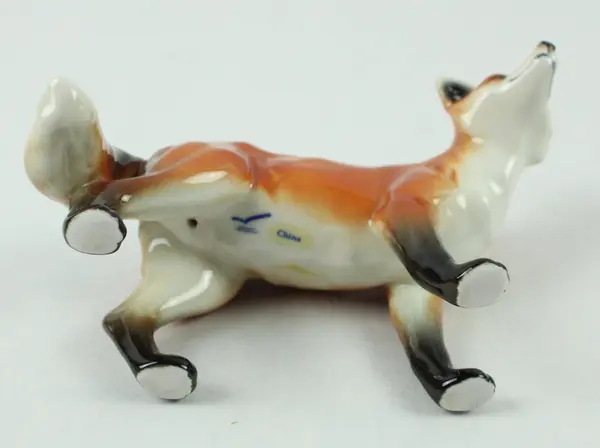 Vintage Porcelain Fox Figurine Standing Hand-Painted Brown Orange 7.5 Inch