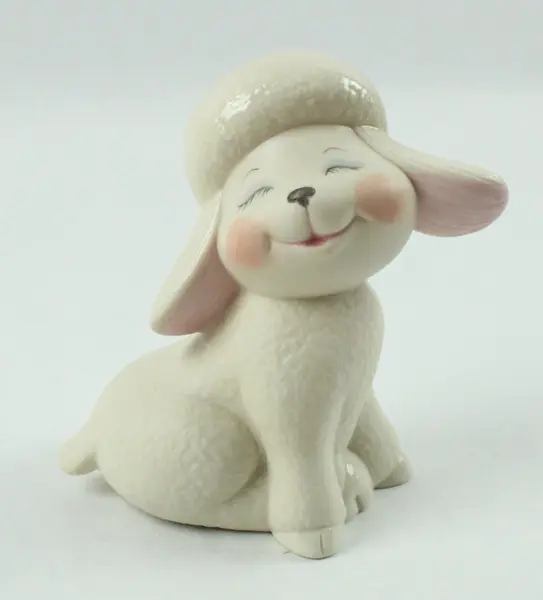 Ceramic Lamb Figurine Seated 5 Inch Farm Animal Decor Collectible