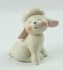 Ceramic Lamb Figurine Seated 5 Inch Farm Animal Decor Collectible