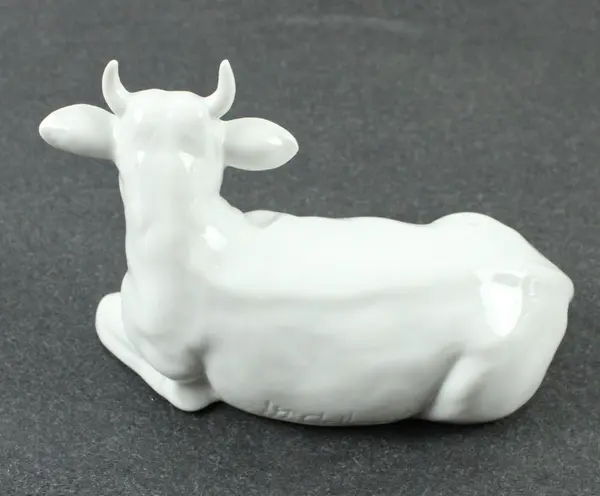 John McClelland White Ceramic Reclining Cow Figurine 5 Inch