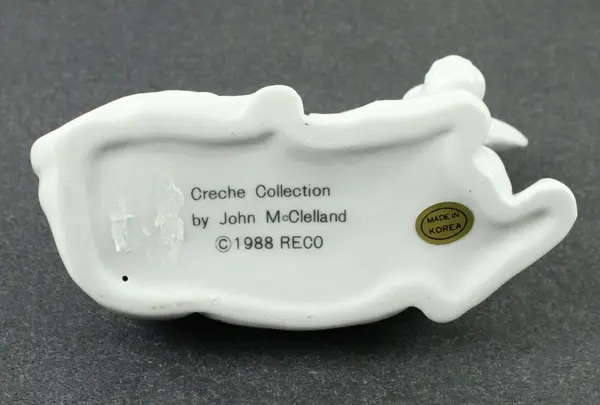 John McClelland White Ceramic Reclining Cow Figurine 5 Inch