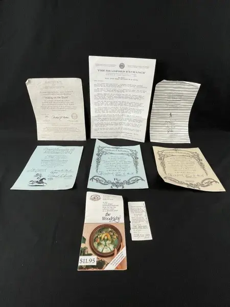 Lot of 5 COA for Collector Plates - Reco Rockwell Art & Elvis Memorabilia