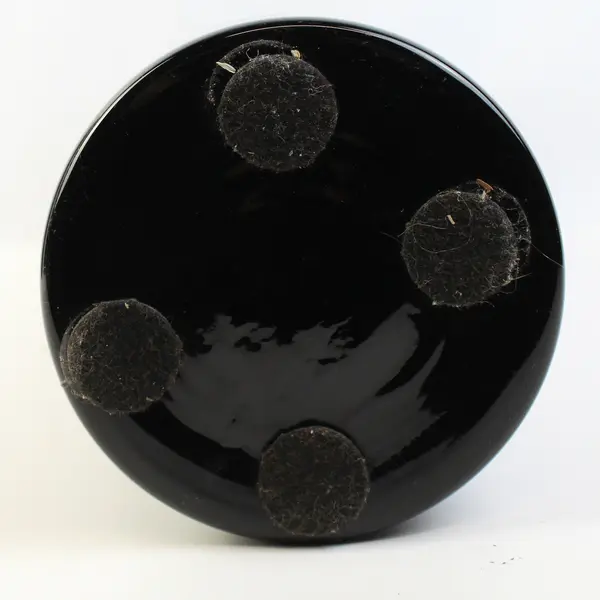 Large Black Glass Vase With Gray Swirls 16"