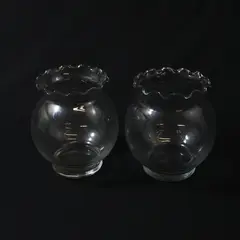 Lot of 2 Clear Glass Ruffled Rim Ivy Bowl Vases 5.25"