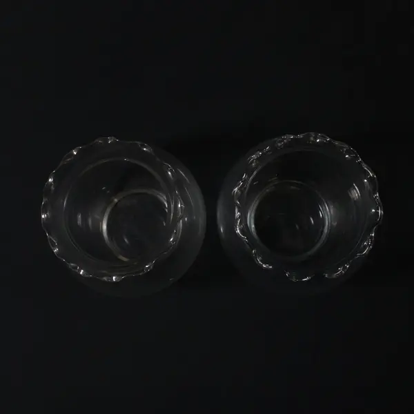 Lot of 2 Clear Glass Ruffled Rim Ivy Bowl Vases 5.25"