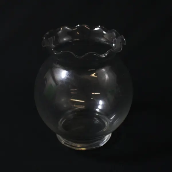 Lot of 2 Clear Glass Ruffled Rim Ivy Bowl Vases 5.25"