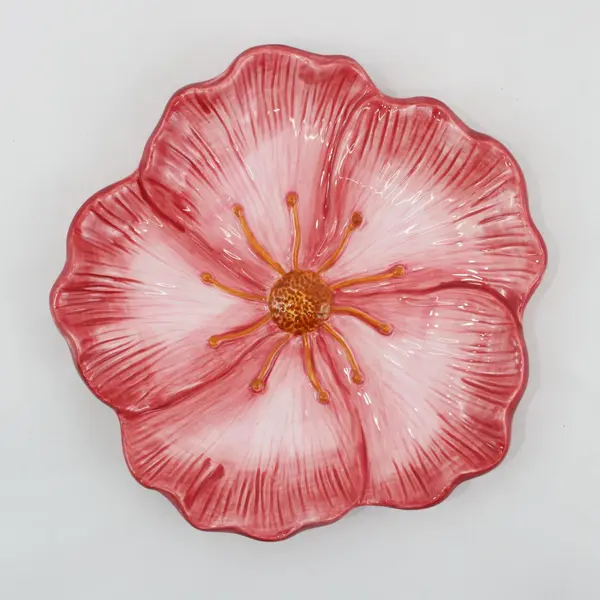 Maxcera Corp. "Flowers"  Pansy Ceramic Dish/Small Plate 7" Diam. 3-D Textured 