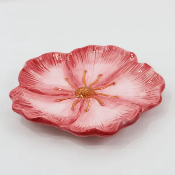 Maxcera Corp. "Flowers"  Pansy Ceramic Dish/Small Plate 7" Diam. 3-D Textured 