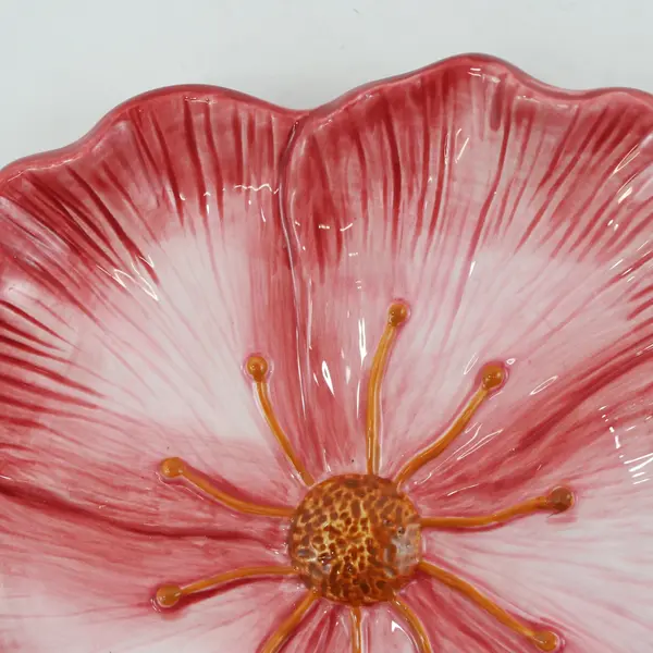 Maxcera Corp. "Flowers"  Pansy Ceramic Dish/Small Plate 7" Diam. 3-D Textured 