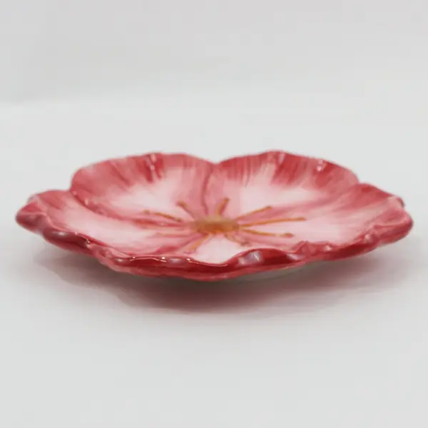 Maxcera Corp. "Flowers"  Pansy Ceramic Dish/Small Plate 7" Diam. 3-D Textured 