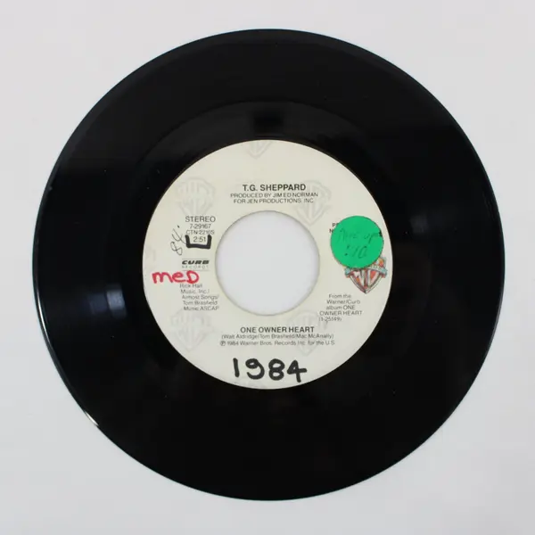T.G. Sheppard One Owner Heart 7" Vinyl Record Country Single