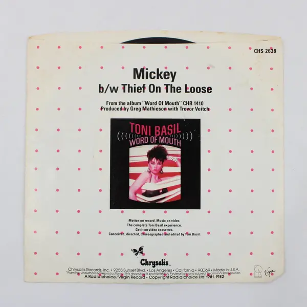 Toni Basil Mickey / Thief on the Loose 7in Vinyl Record Chrysalis