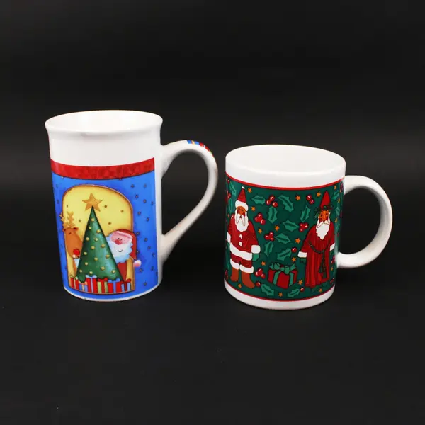 Royal Norfolk & Riviera by Van Beers Santa Christmas Coffee Mugs Set of 2