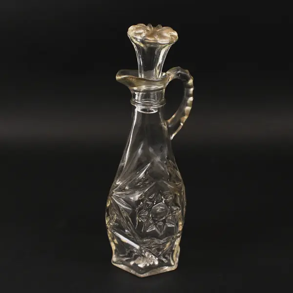 Anchor Hocking Star of David Glass Oil Cruet Faceted Stopper