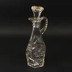 Anchor Hocking Star of David Glass Oil Cruet Faceted Stopper