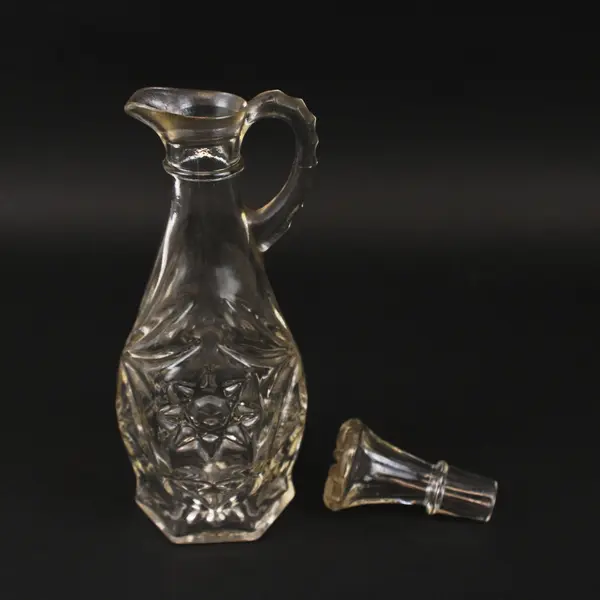 Anchor Hocking Star of David Glass Oil Cruet Faceted Stopper