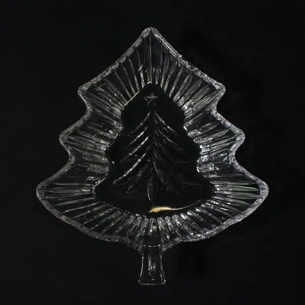 Mikasa Holiday Evergreen Tree Crystal Candy Dish Bowl 6.5 Inch
