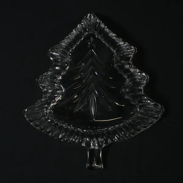Mikasa Holiday Evergreen Tree Crystal Candy Dish Bowl 6.5 Inch