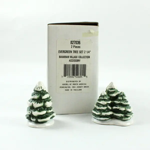 Goebel Hummel Bavarian Village Evergreen Tree Set 827036 2 Pc Boxed