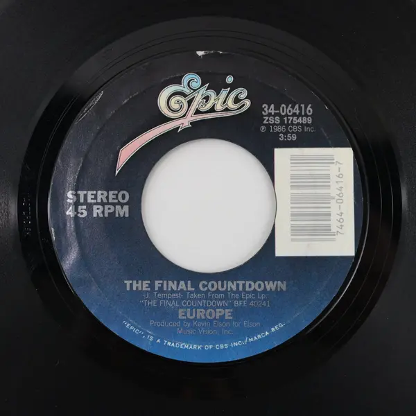 Europe The Final Countdown/ On Broken Wings 1986 7" Vinyl Record
