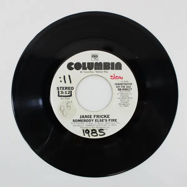 Janie Fricke Somebody Else's Fire 1985 Columbia Promo Demo 45 RPM 7" Single
