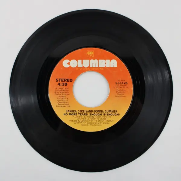 Barbra Streisand Donna Summer No More Tears/Wet 7" 45 RPM Columbia 1-11125